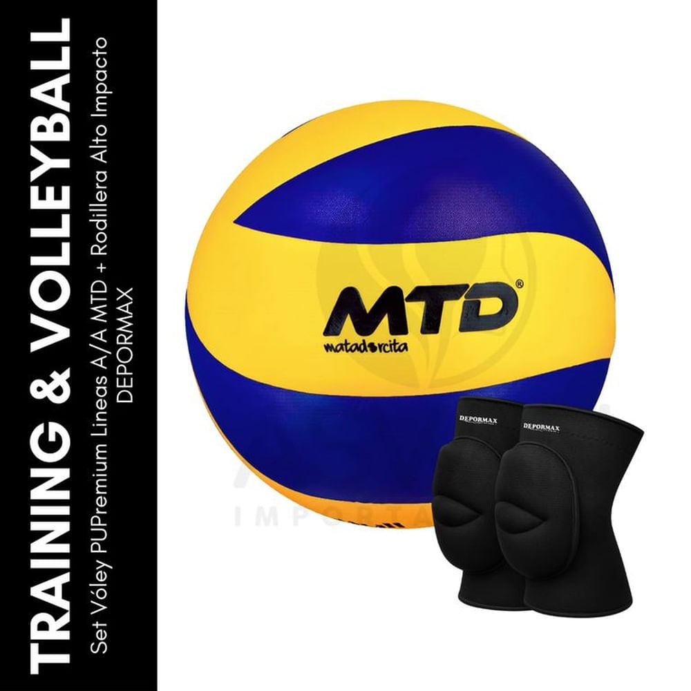 Set Vóley PUPremium Espiral AAMTD + Rodillera Medio Impacto DEPORMAX