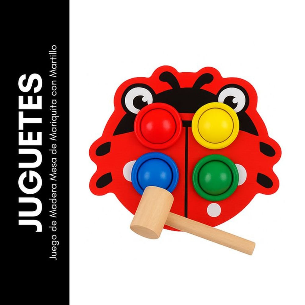 Juego de Madera Mesa de Mariquita con Martillo