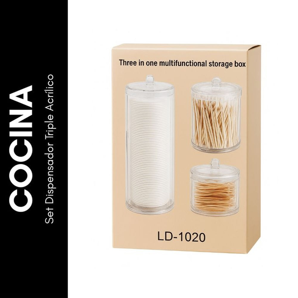 Set Dispensador Triple Acrílico