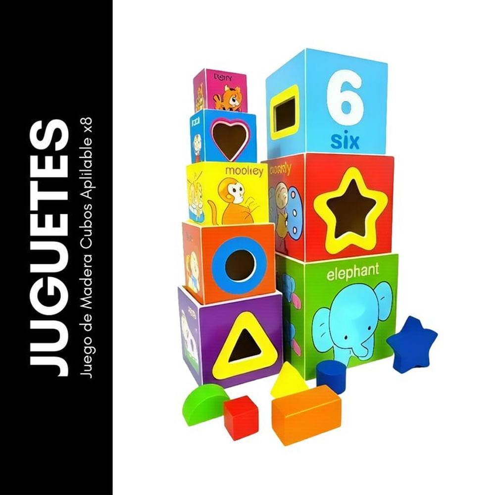 Juego de Madera Cubos Aplilable x8
