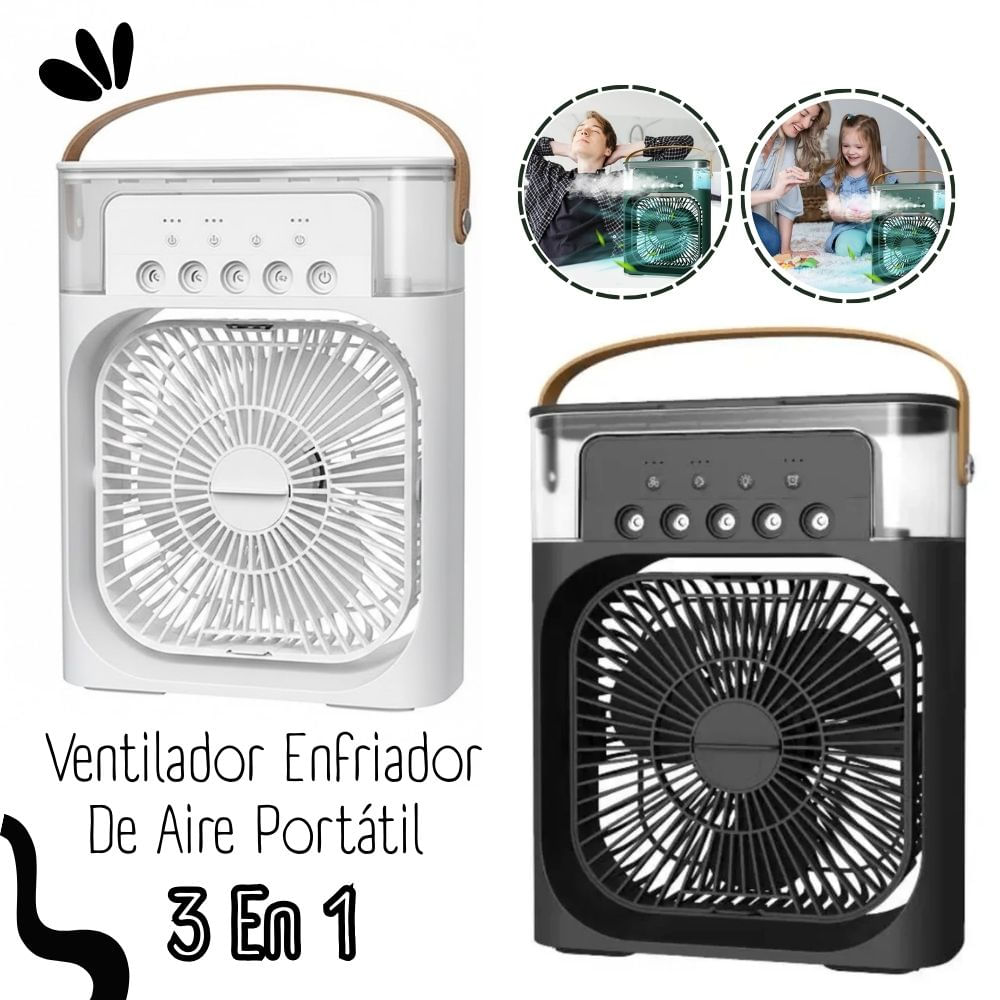 VENTILADOR  HUMIDIFICADOR Y AIRE ACONDICIONADO 3 EN 1 - NEGRO-BLANCO
