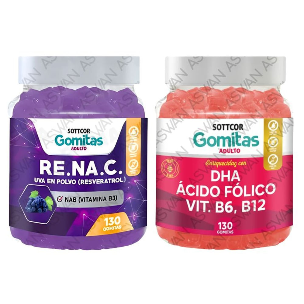 Pack Adulto Resveratrol & DHA 130 Gomitas - SOTTCOR