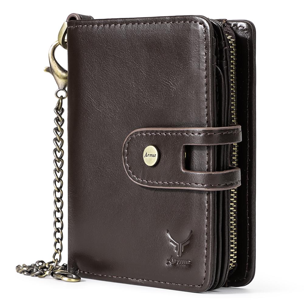 Billetera De Cuero Vacuno Con Cadena y RFID BP811M