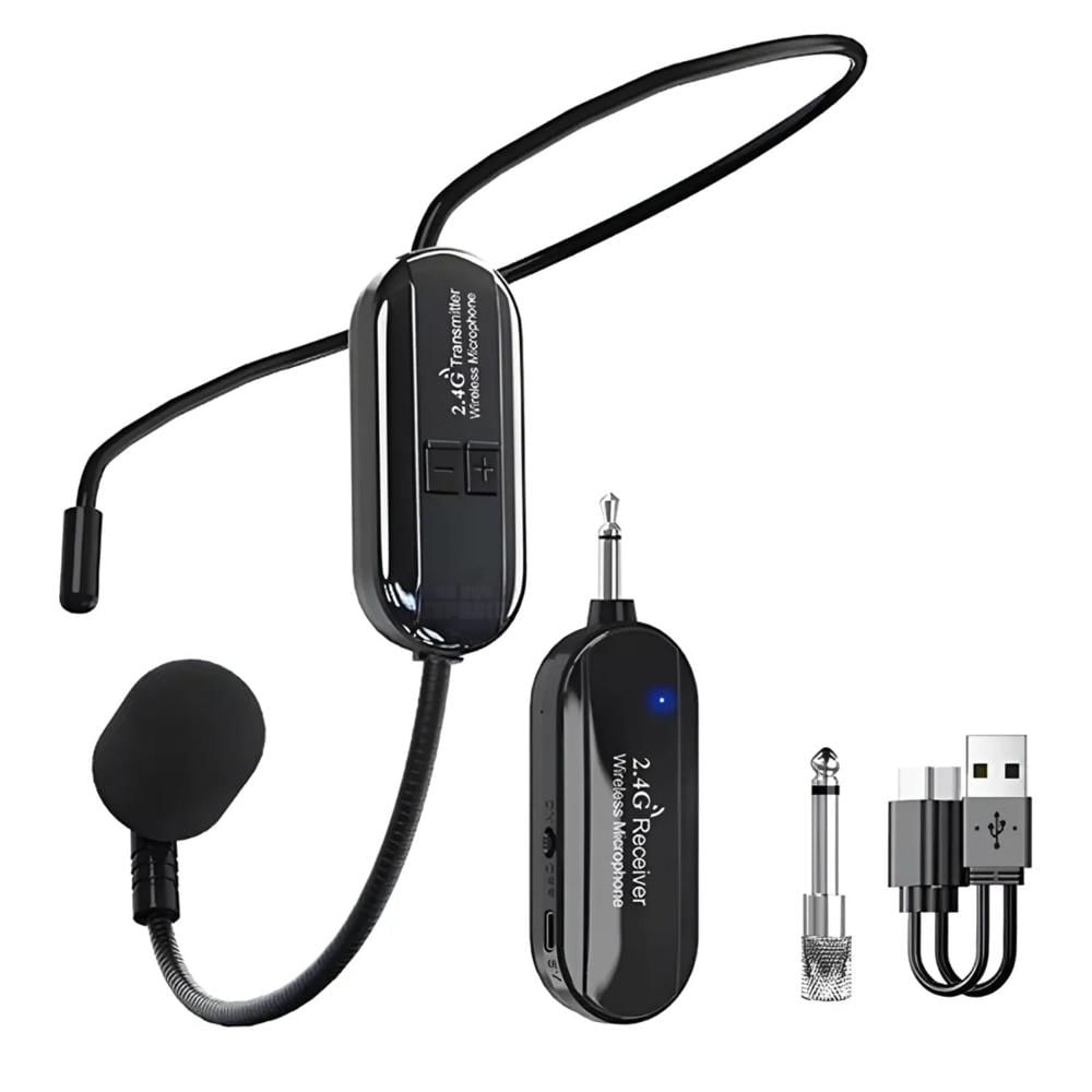 Micrófono Inalámbrico de Diadema 2.4G con Receptor Compatible con Parlantes y Amplificadores