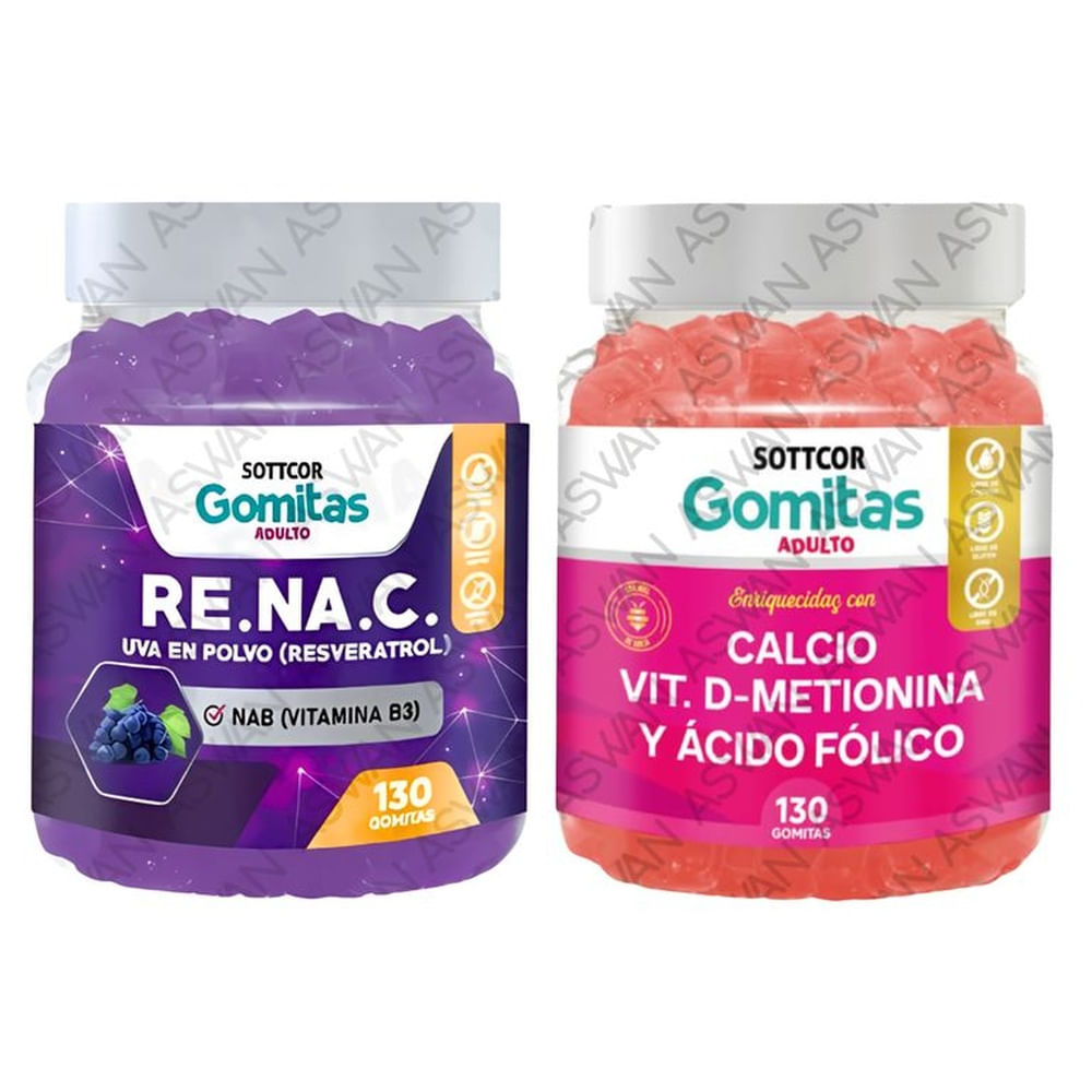 Pack Adulto Resveratrol & Calcio 130 Gomitas - SOTTCOR
