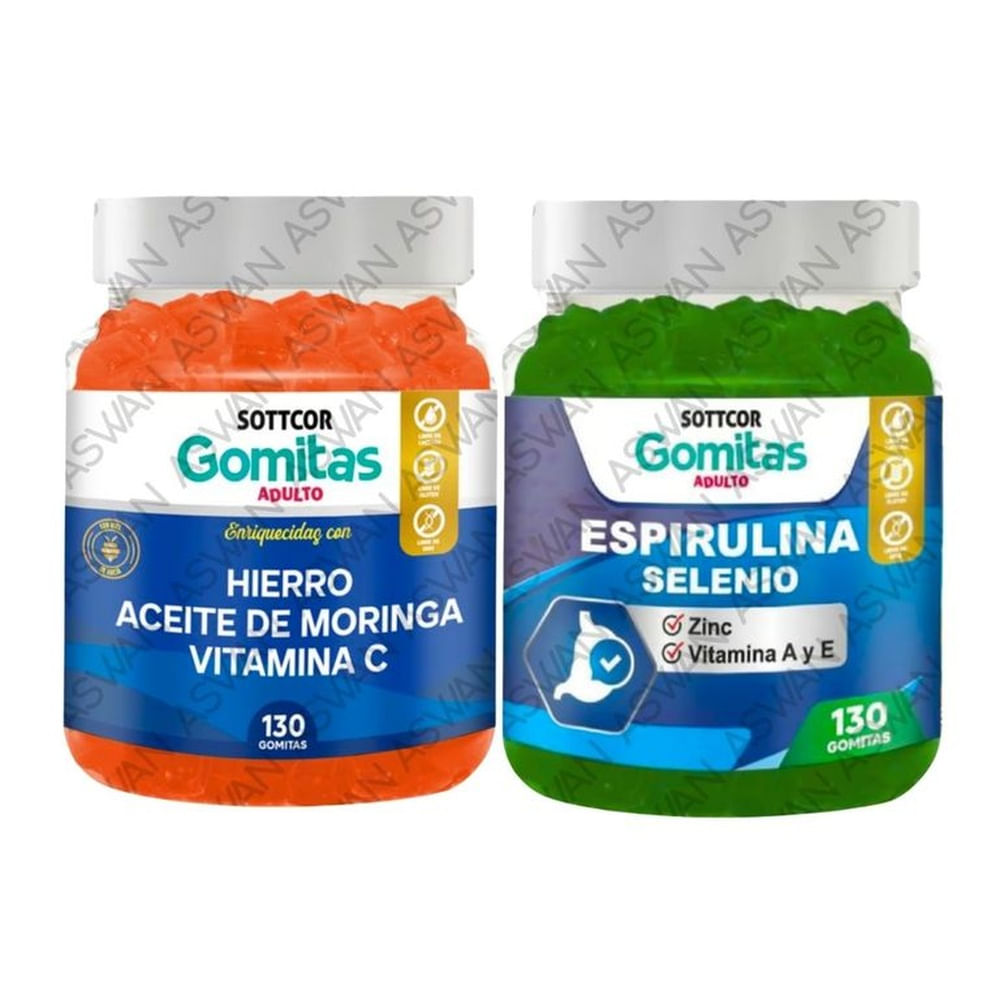 PACK ADULTO HIERRO & ESPIRULINA 130 GOMITAS - SOTTCOR