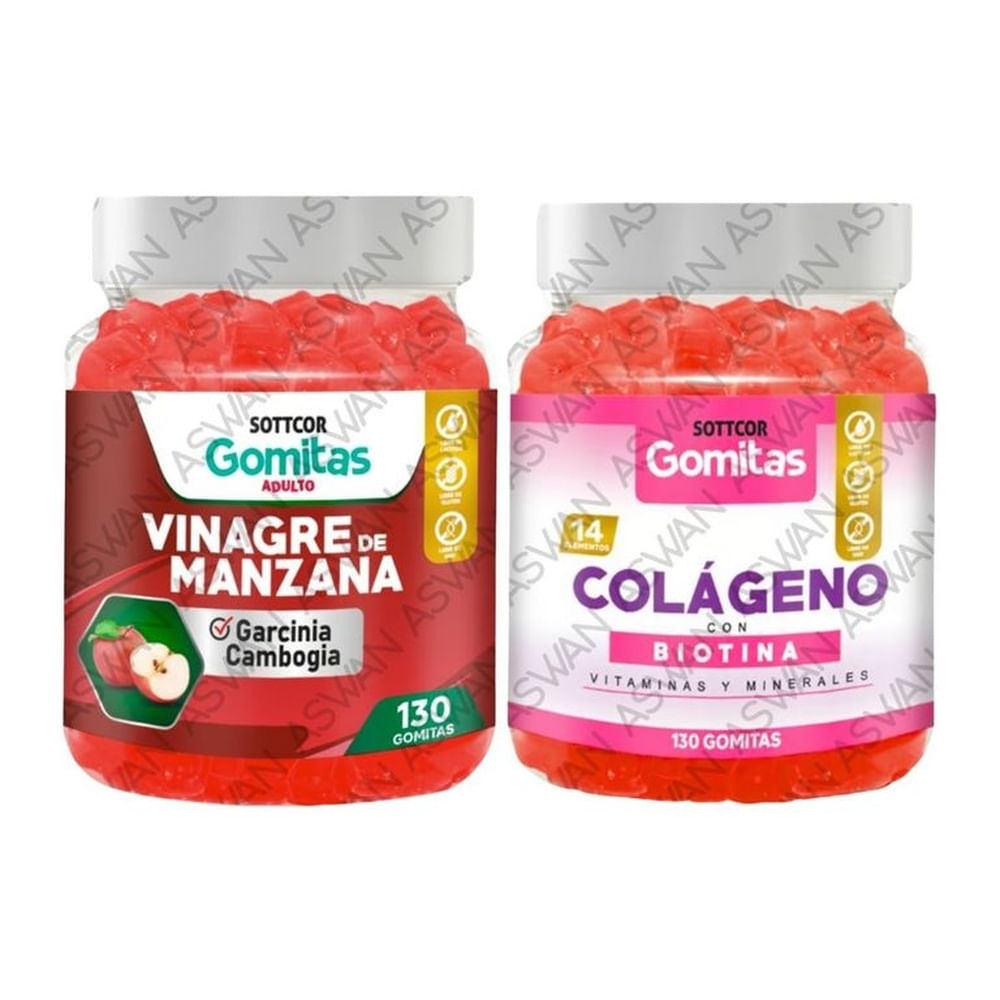 PACK ADULTO VINAGRE DE MANZANA & COLAGENO 130 GOMITAS - SOTTCOR