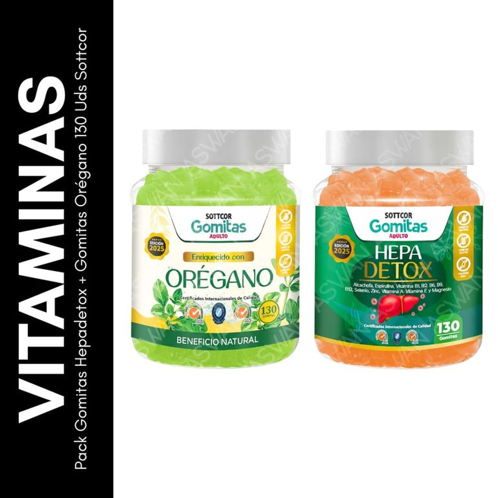 Pack Gomitas Hepadetox + Gomitas Orégano 130 Uds Sottcor