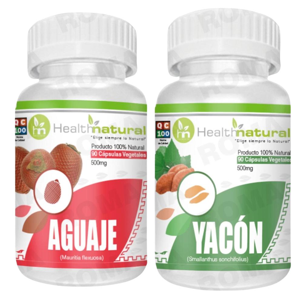 AGUAJE HEALTHNATURAL 500MG + YACÓN HEALTHNATURAL 500MG