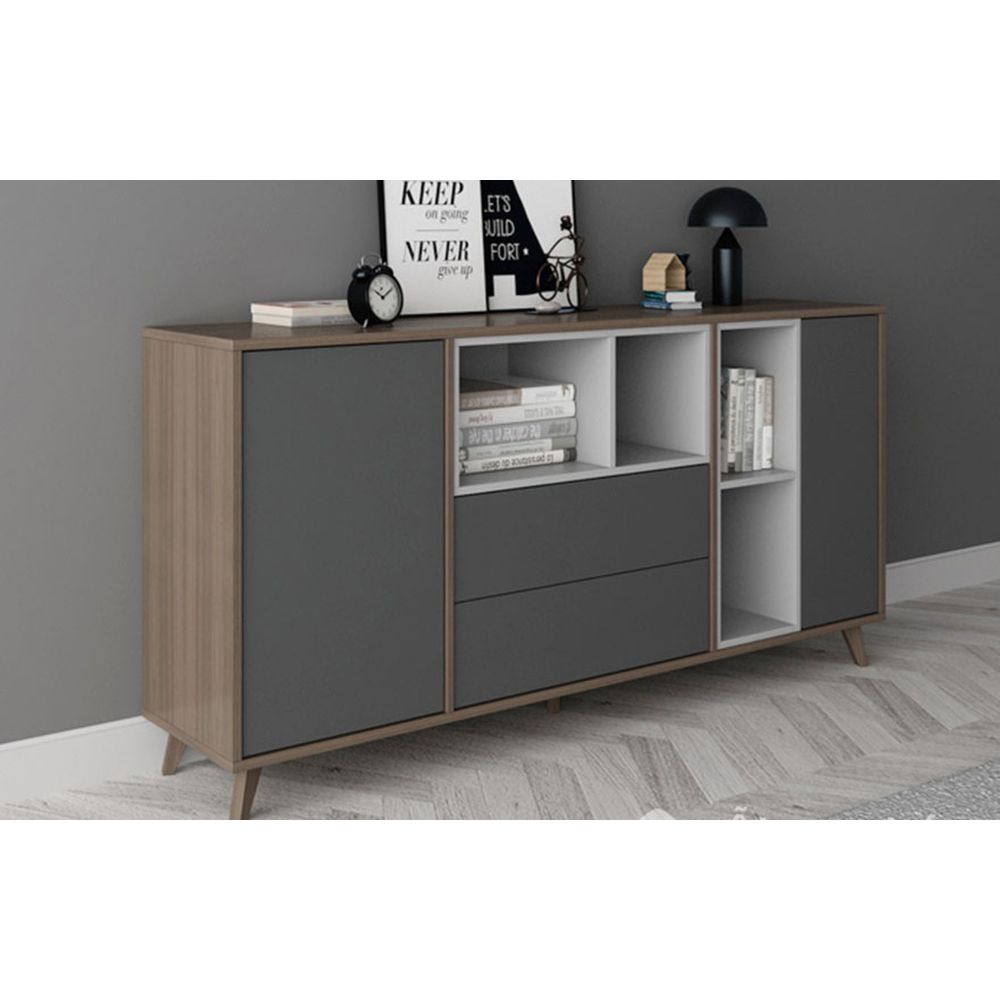 Aparador Moderno Ignacio 160cm Marrón Negro y Blanco Aparador Moderno Ignacio 160cm Marrón Negro y Blanco