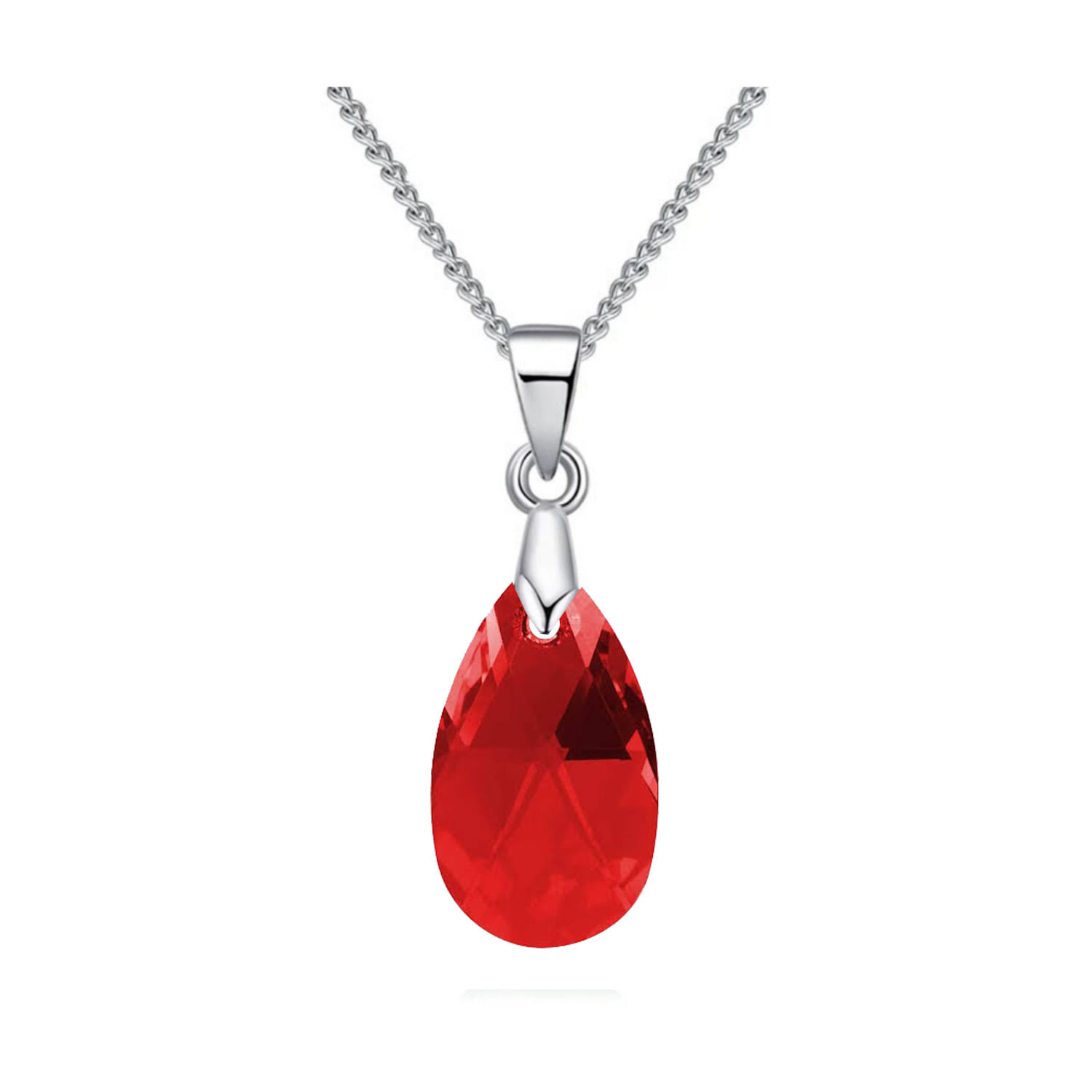 Collar de Plata Sifrah Shop Dije Cristal Swarovski Pear Crystal Scarlet