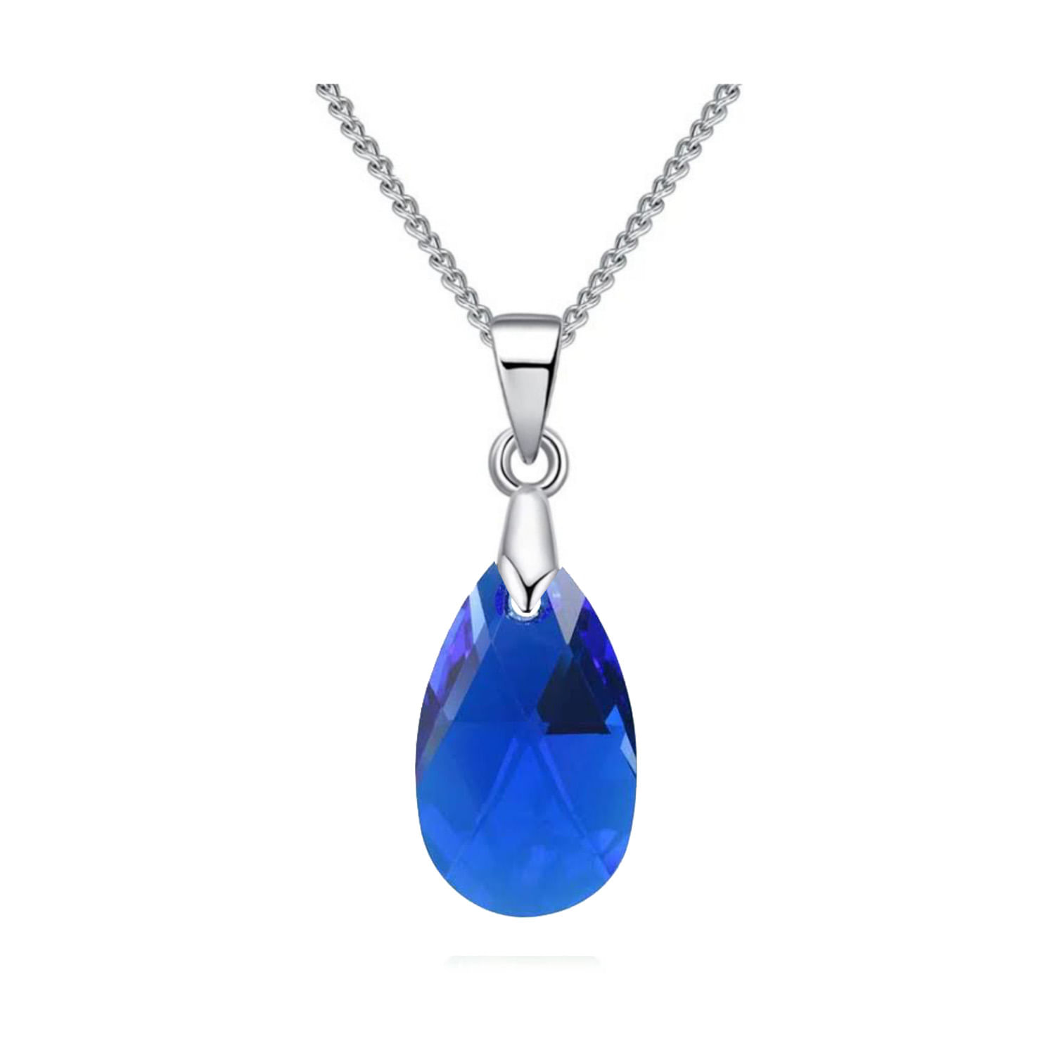 Collar de Plata Sifrah Shop Dije Cristal Swarovski Pear Crystal Majestic Blue