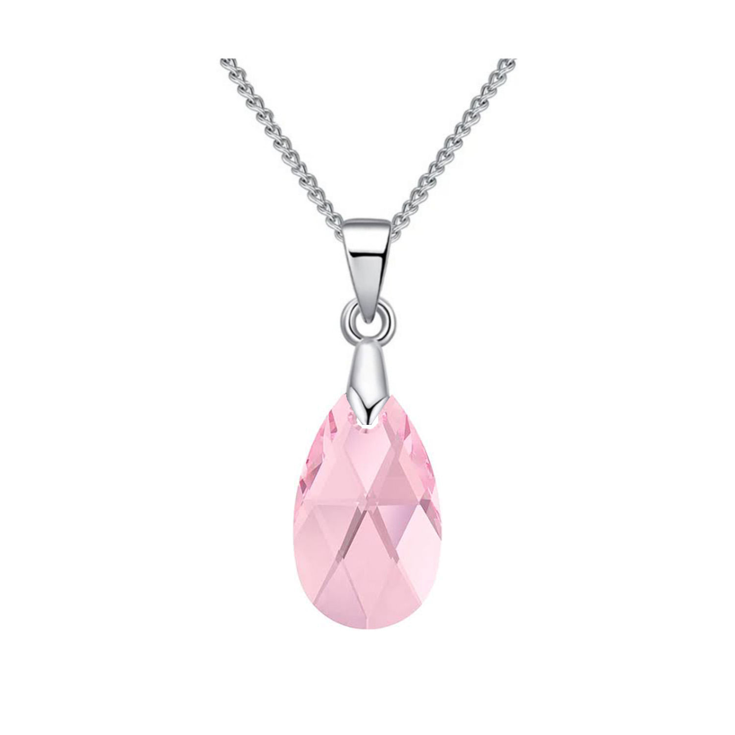 Collar de Plata Sifrah Shop Dije Cristal Swarovski Pear Crystal Light Rose