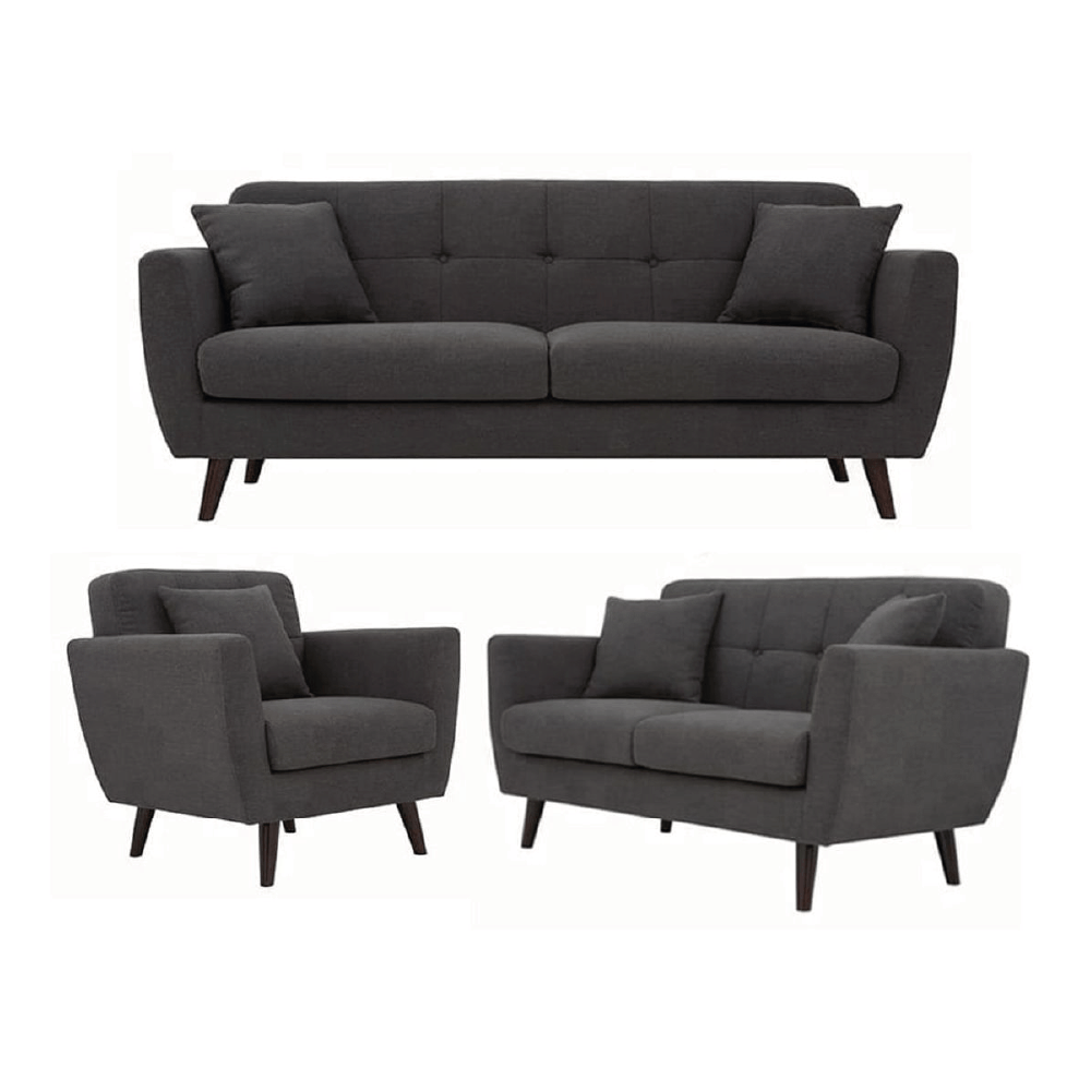 Juego de Sala Vintage 3 2 1 Claire Gris Oscuro Juego de Sala Vintage 3 2 1 Claire Gris Oscuro