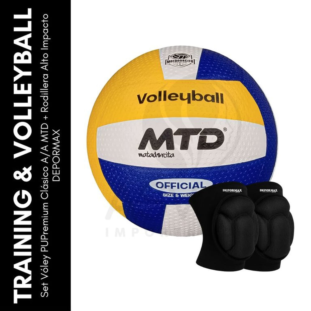 Set Vóley PUPremium Clásico AA MTD + Rodillera Alto Impacto DEPORMAX