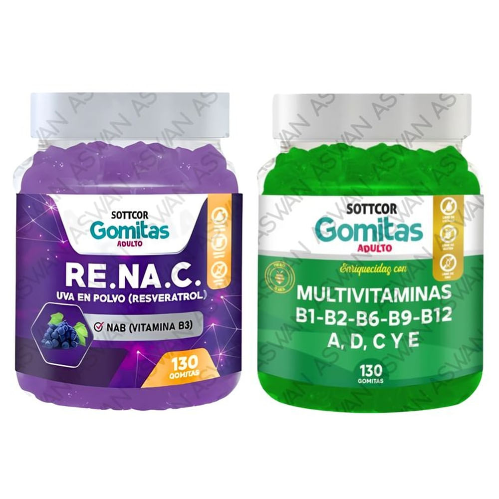 Pack Adulto Resveratrol & Multivitaminas 130 Gomitas - SOTTCOR