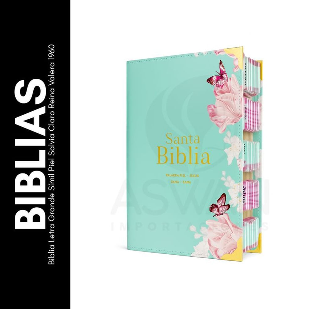 Biblia Letra Grande Símil Piel Salvia Claro Reina Valera 1960