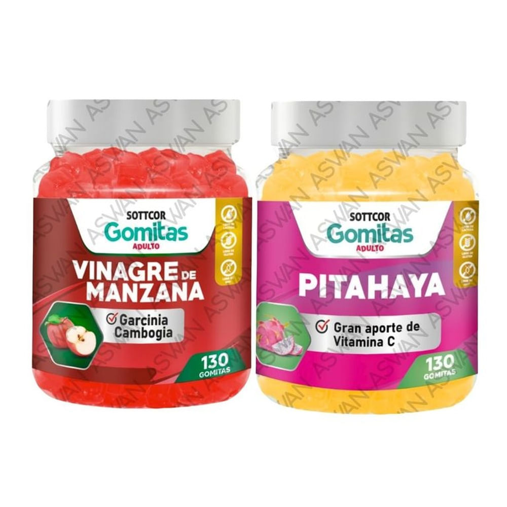 PACK ADULTO VINAGRE DE MANZANA & PITAHAYA 130 GOMITAS - SOTTCOR