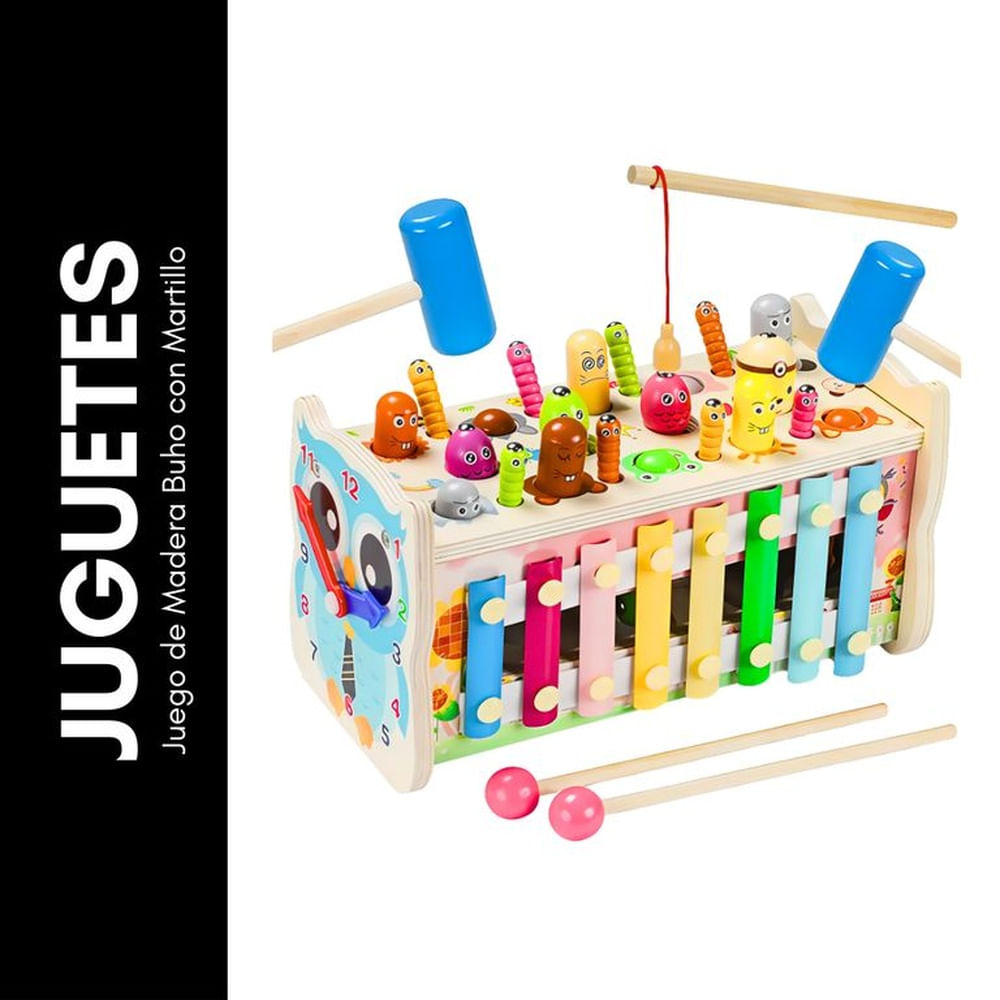 Juego de Madera Buho con Martillo Beige