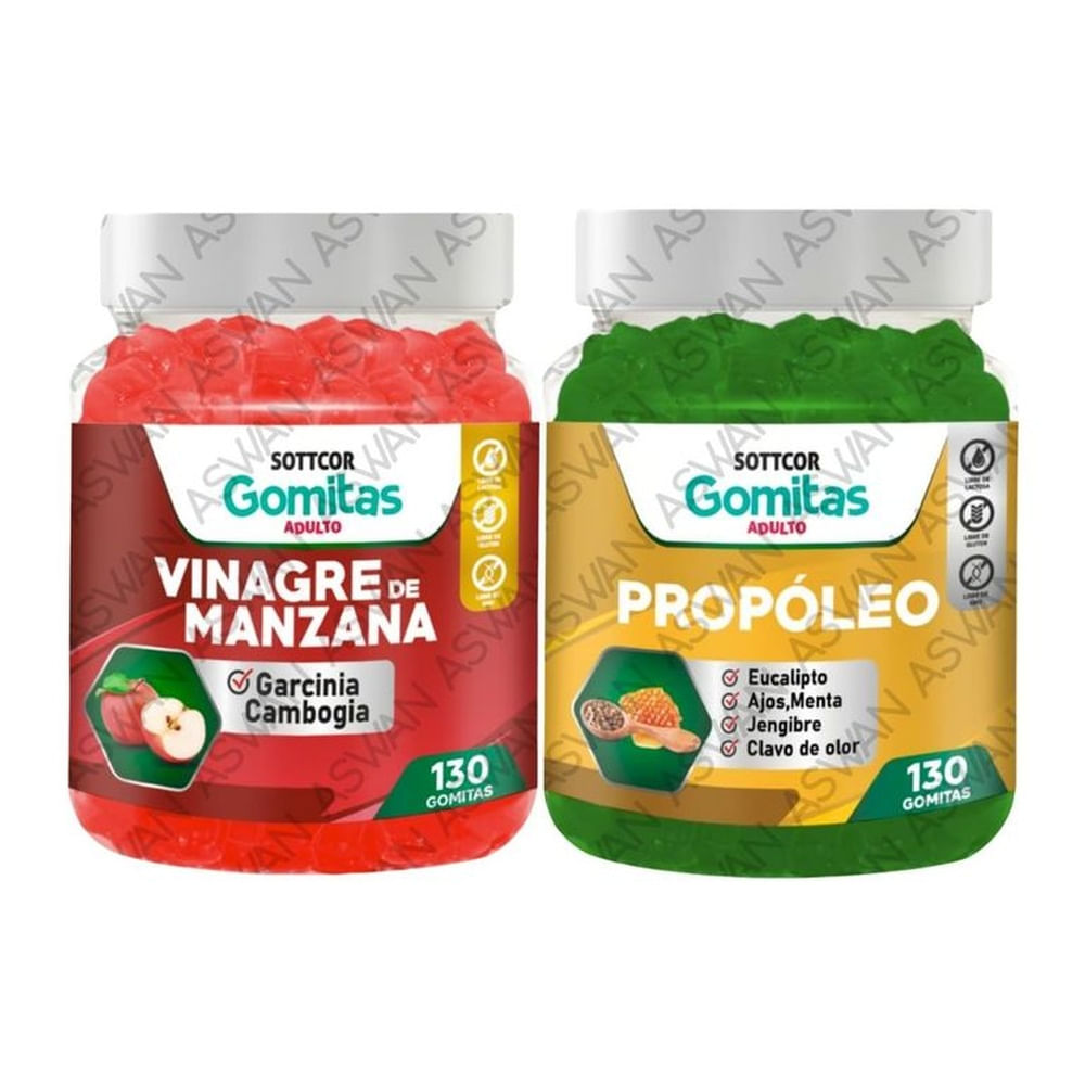 PACK ADULTO VINAGRE DE MANZANA & PROPOLEO 130 GOMITAS - SOTTCOR