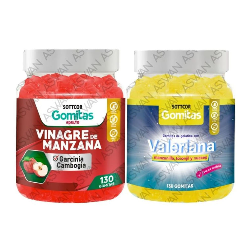 PACK ADULTO VINAGRE DE MANZANA & VALERIANA 130 GOMITAS - SOTTCOR