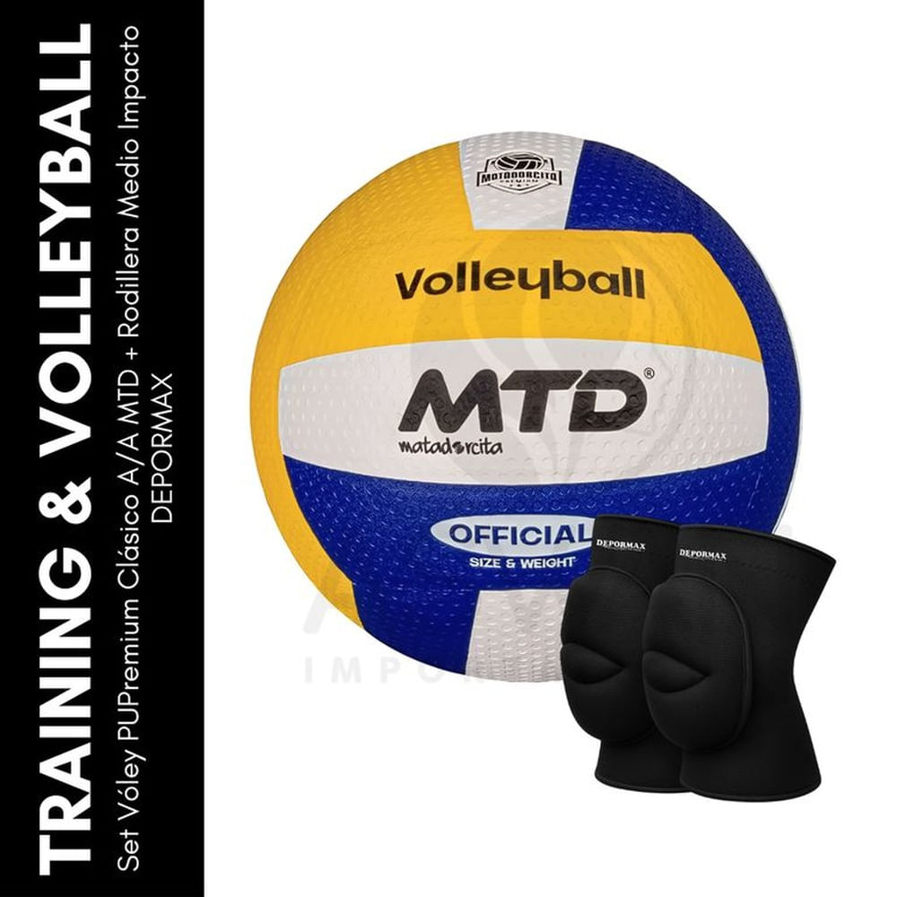 Set Vóley PUPremium Clásico AA MTD + Rodillera Medio Impacto DEPORMAX