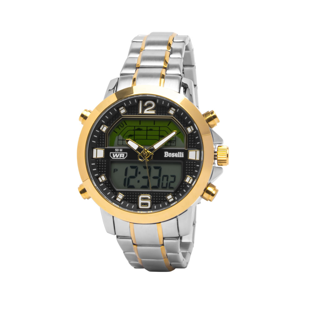 Reloj Boselli B516 Acuático Doble Hora Color Plata con Dorado Reloj Boselli B516 Acuático Doble Hora Color Plata con Dorado