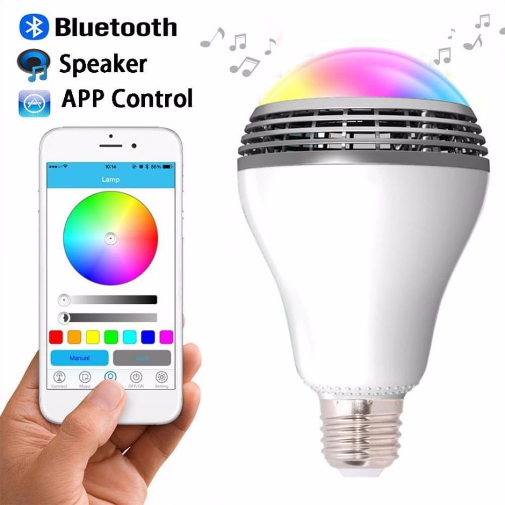 foco parlante bluetooth luz led