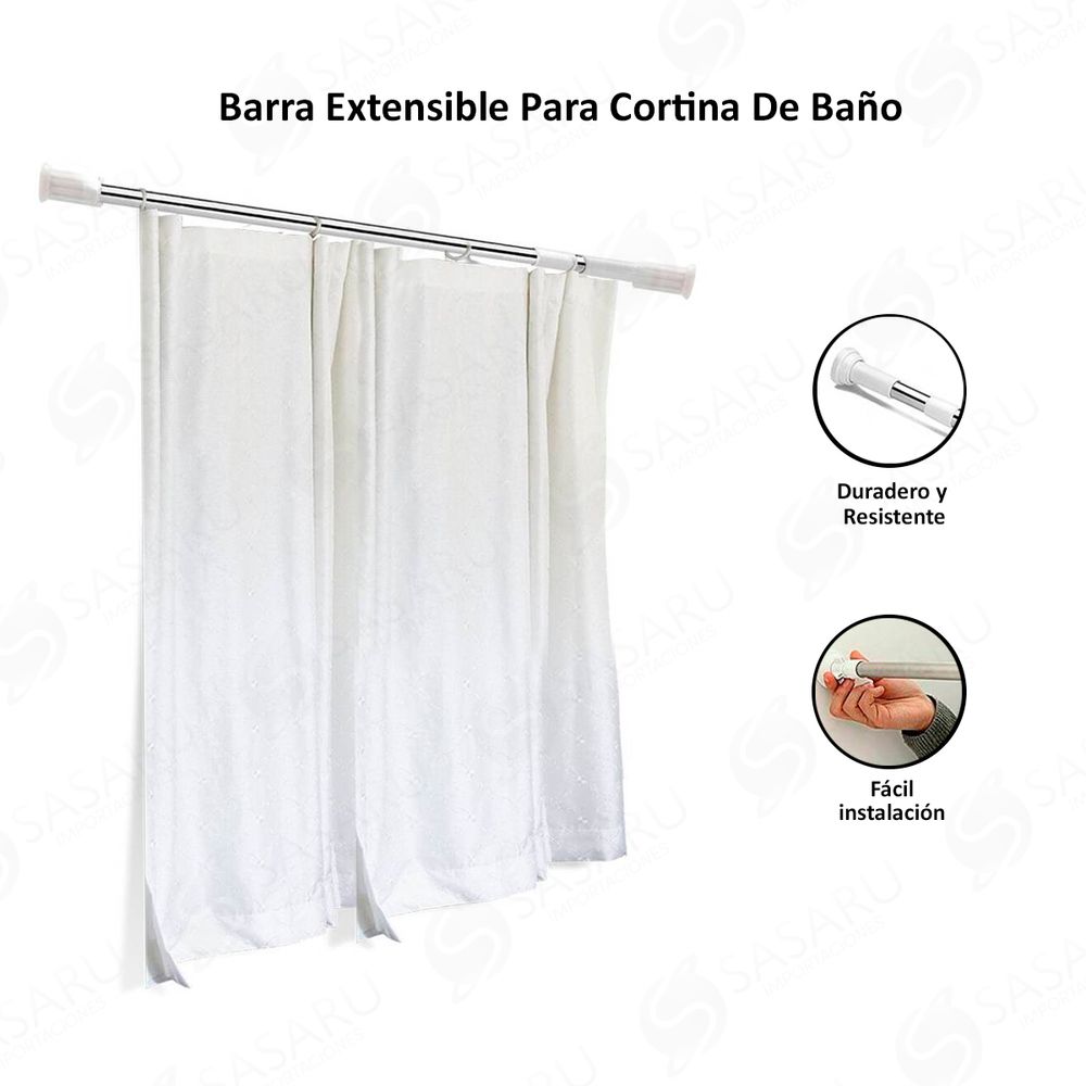 Barra Extensible de 2m para Cortina de Baño Barra Extensible para Cortina de Baño Barra Extensible de 2m para Cortina de Baño Barra Extensible para Cortina de Baño