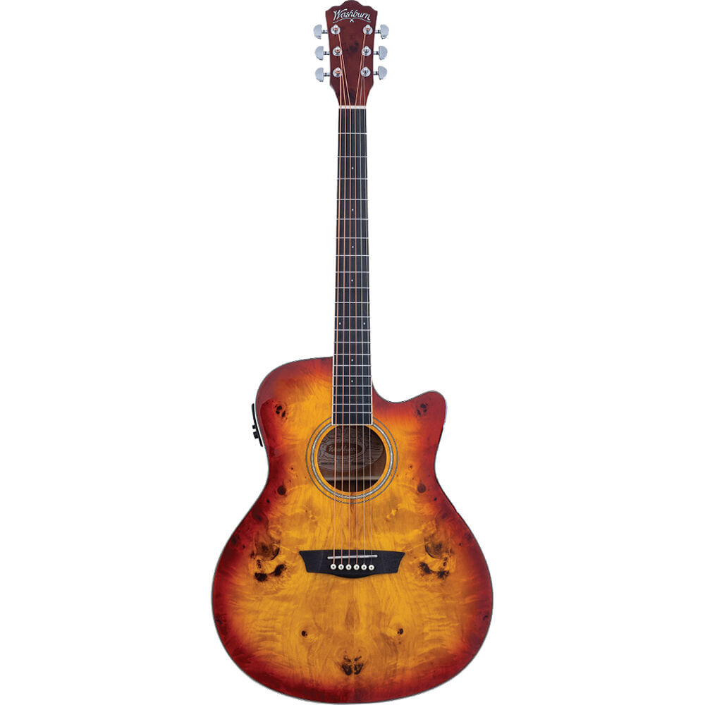 Guitarra Acústica Eléctrica Washburn Deep Forest Burl Ace Degradado Ámbar 1727497-REG Guitarra Acústica Eléctrica Washburn Deep Forest Burl Ace Degradado Ámbar 1727497-REG