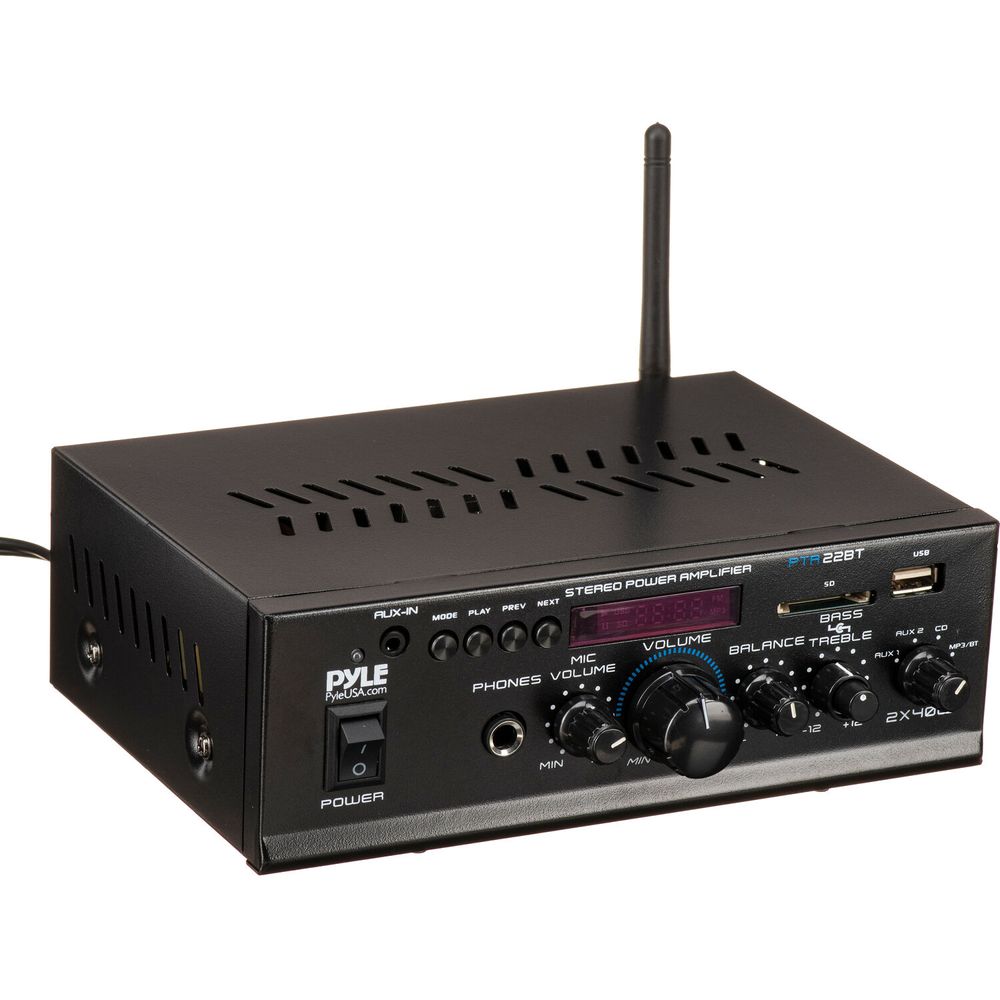 Amplificador de Potencia Estéreo Pyle Pro Mini Blue Series de 80W con Bluetooth 1315967-REG Amplificador de Potencia Estéreo Pyle Pro Mini Blue Series de 80W con Bluetooth 1315967-REG