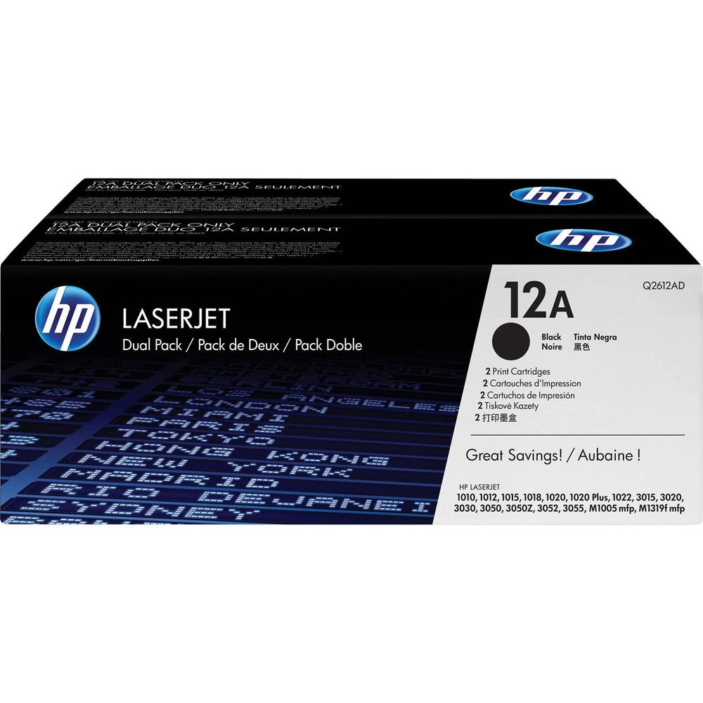 Dual Pack de Cartuchos de Tóner Hp 12A Black Laserjet 761356-REG Dual Pack de Cartuchos de Tóner Hp 12A Black Laserjet 761356-REG