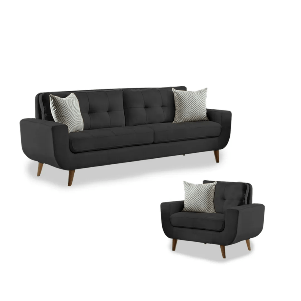 Juego de Sala Vintage 3 1 Fabiani Mango Negro Juego de Sala Vintage 3 1 Fabiani Mango Negro