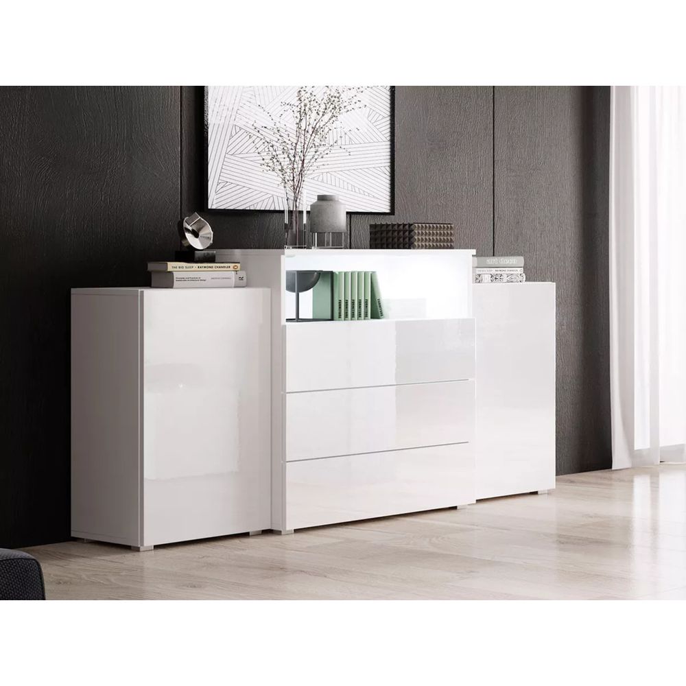 Aparador recibidor 3 cajones 2 puertas Jacobo color Blanco TU MESITA Aparador recibidor 3 cajones 2 puertas Jacobo color Blanco TU MESITA