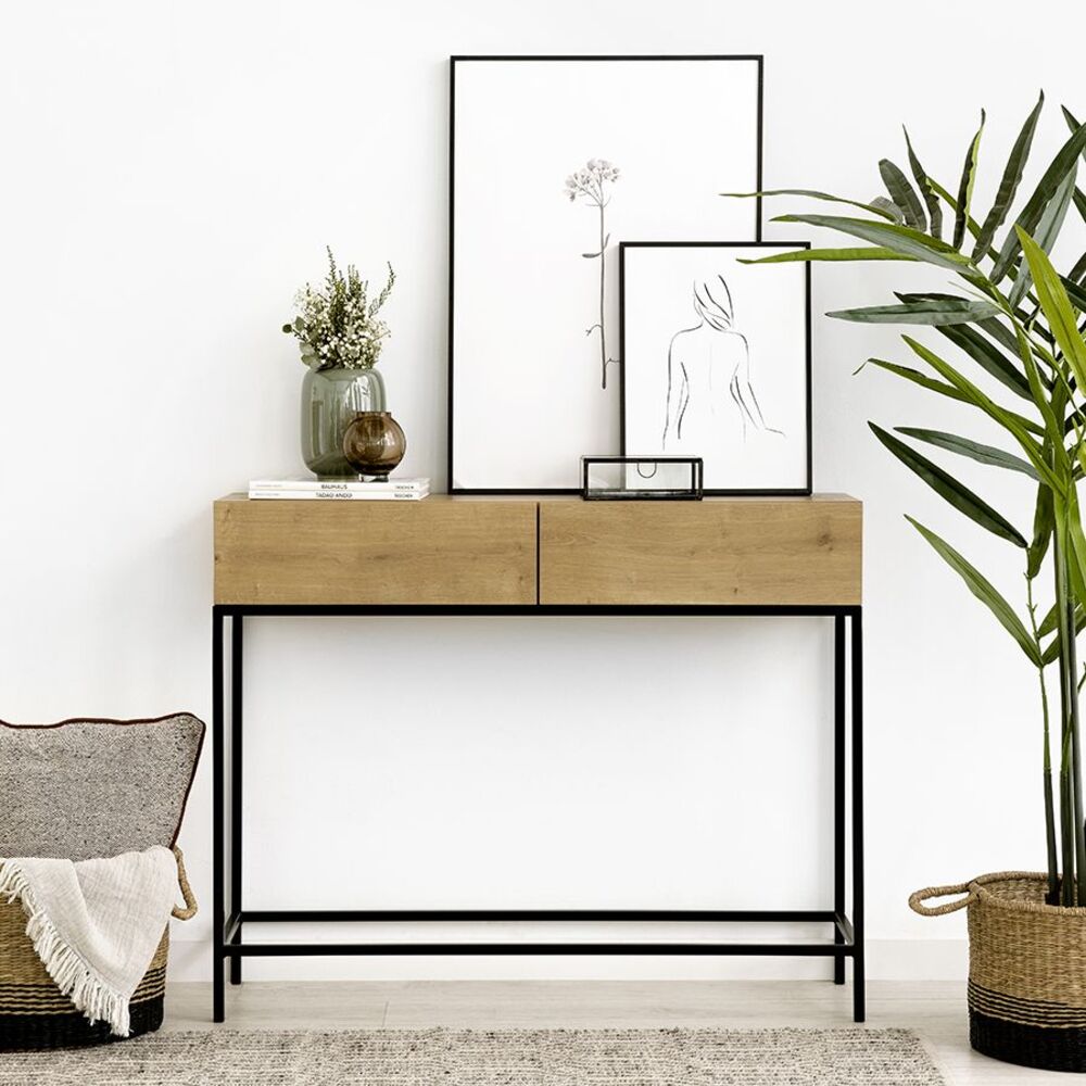 Recibidor Rústico 2 cajones Málaga color Haya TU MESITA Recibidor Rústico 2 cajones Málaga color Haya TU MESITA