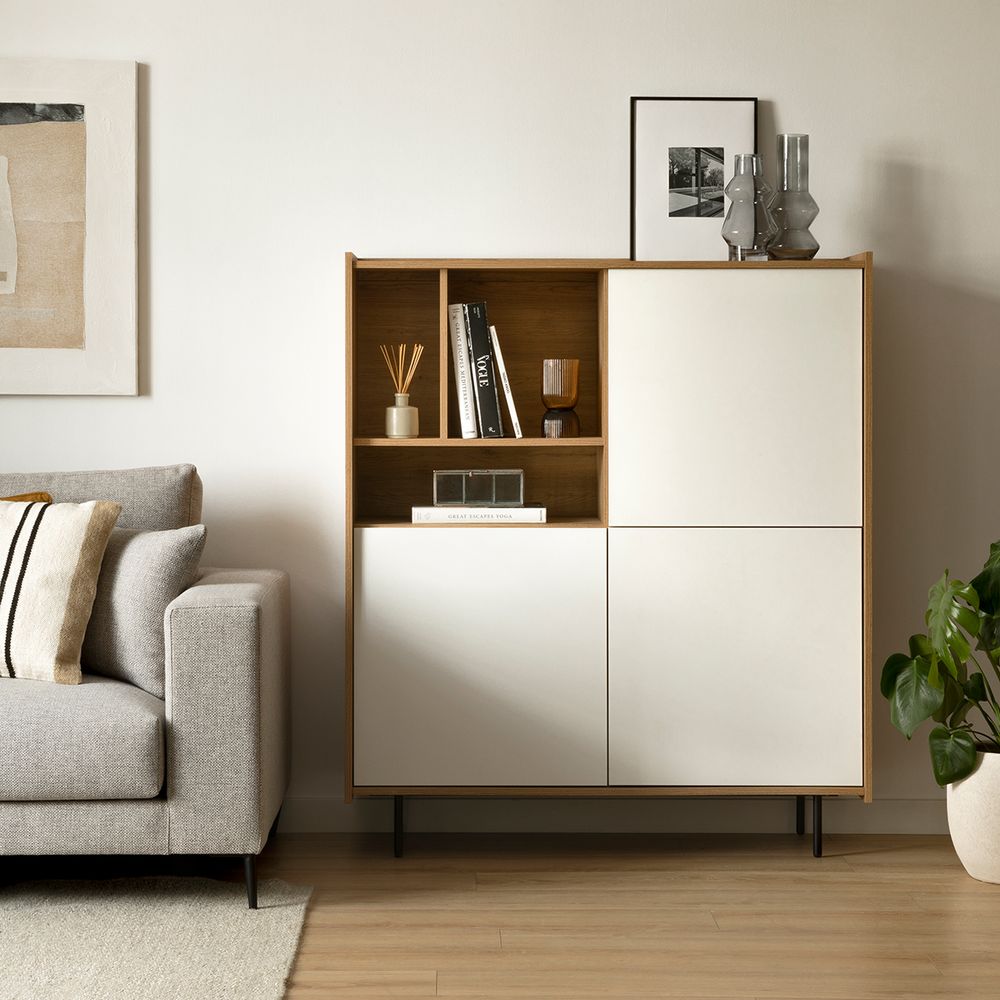 Aparador Moderno 3 puertas Bariloche color Blanco/Macadamia TU MESITA Aparador Moderno 3 puertas Bariloche color Blanco/Macadamia TU MESITA