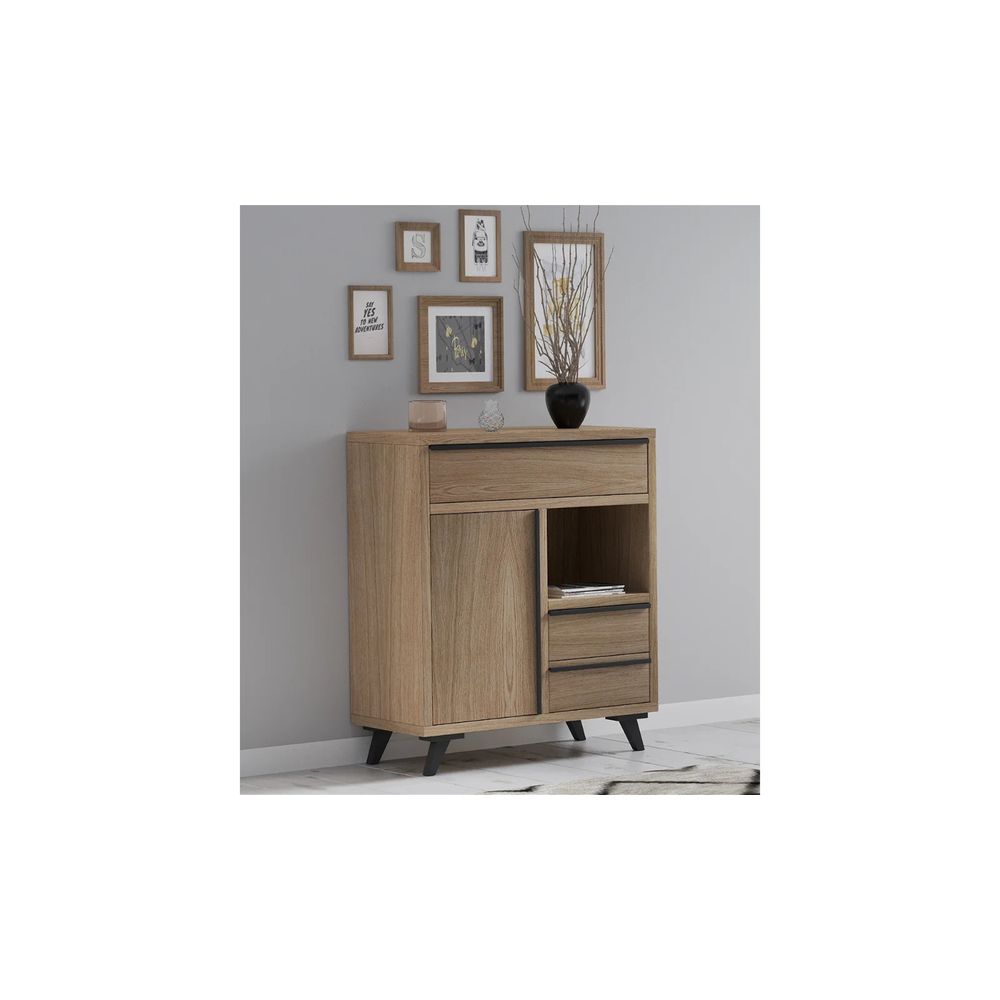 Aparador Nórdico 1 puerta 3 cajones Renato color Duna TU MESITA Aparador Nórdico 1 puerta 3 cajones Renato color Duna TU MESITA