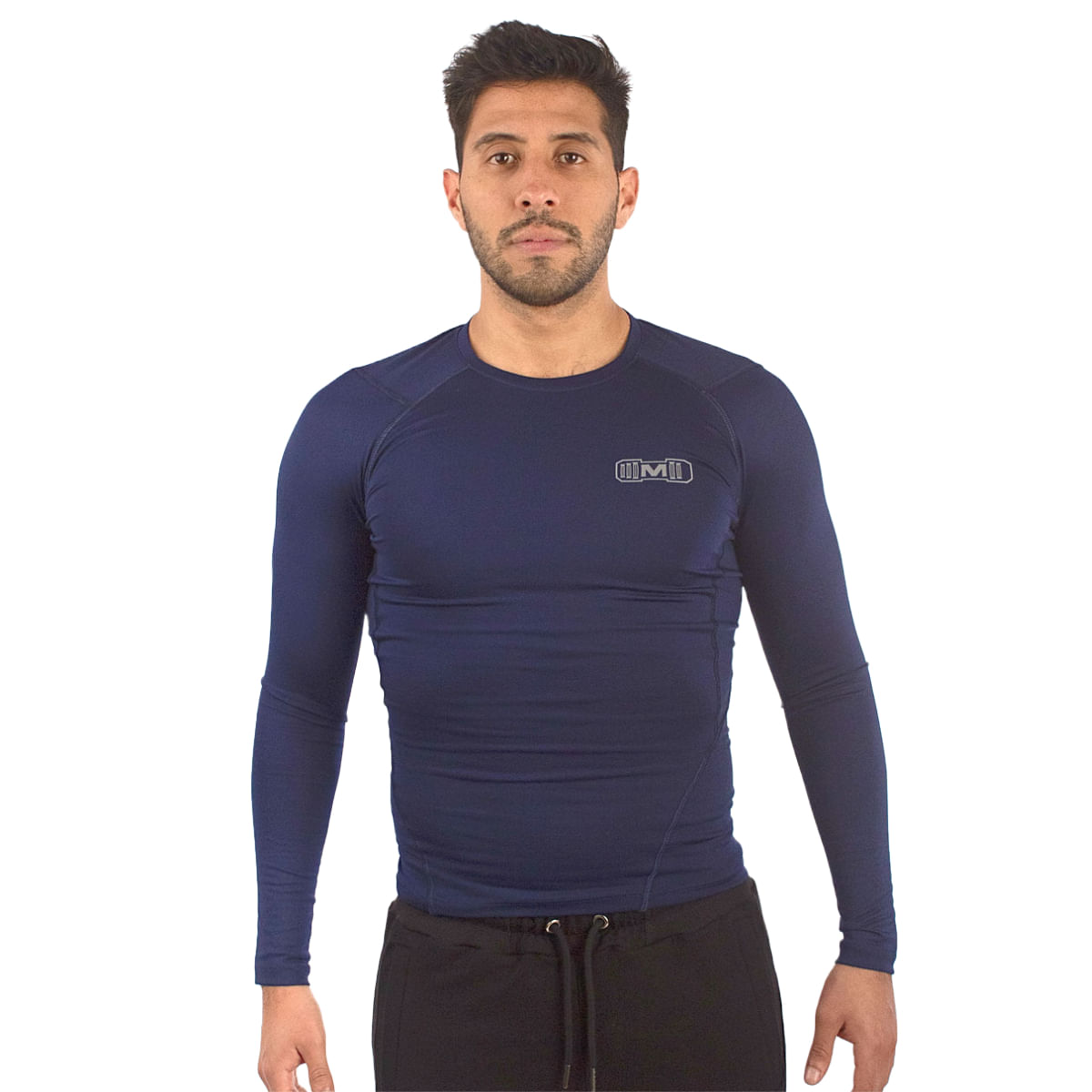 Polo Deportivo de Compresión Manga Larga Muscle Museum Azul para Hombre