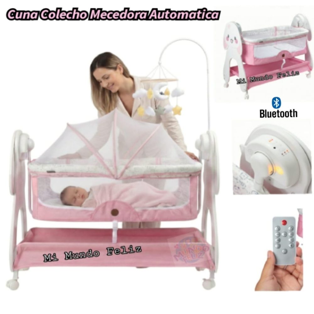 Cuna para Bebe Tul Colecho Mecedor Electrico Rosa Cuna para Bebe Tul Colecho Mecedor Electrico Rosa
