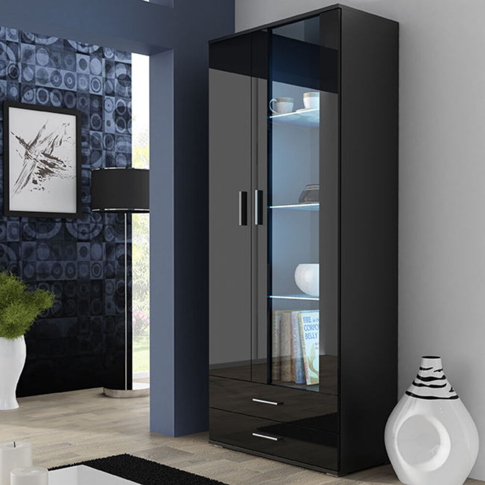 Vitrina Clásica Sasha 2 puertas 2 cajones TU MESITA color Negro Vitrina Clásica Sasha 2 puertas 2 cajones TU MESITA color Negro