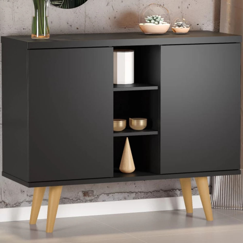 Aparador Multiusos Joker color Duna/Negro 2 puertas TU MESITA Aparador Multiusos Joker color Duna/Negro 2 puertas TU MESITA