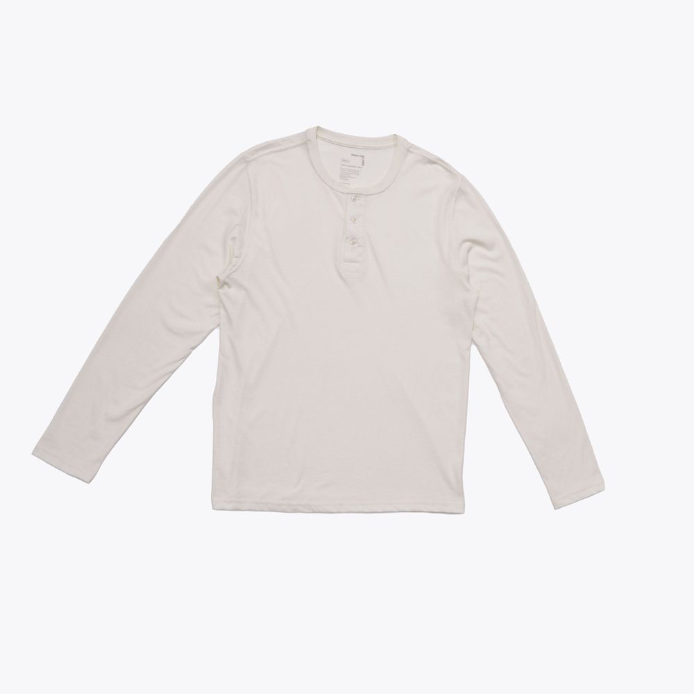 Polo Blanco Tiza Henley Manga Larga para Hombre Drop the Label Algodón Pima talla XL Polo Blanco Tiza Henley Manga Larga para Hombre Drop the Label Algodón Pima talla XL