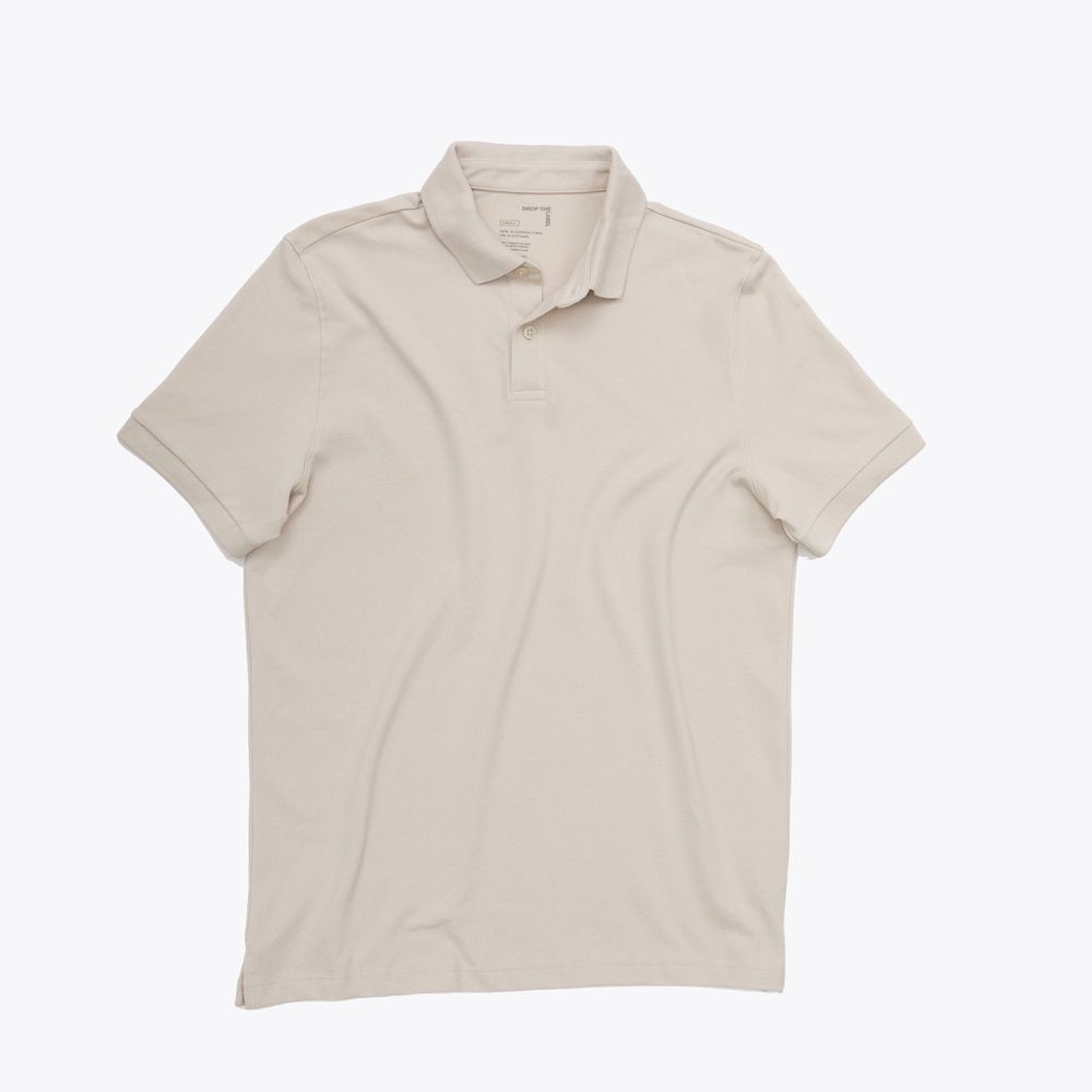 Polo Camisero Piqué Beige para Hombre Drop the Label Manga Corta Algodón Pima talla XXL Polo Camisero Piqué Beige para Hombre Drop the Label Manga Corta Algodón Pima talla XXL