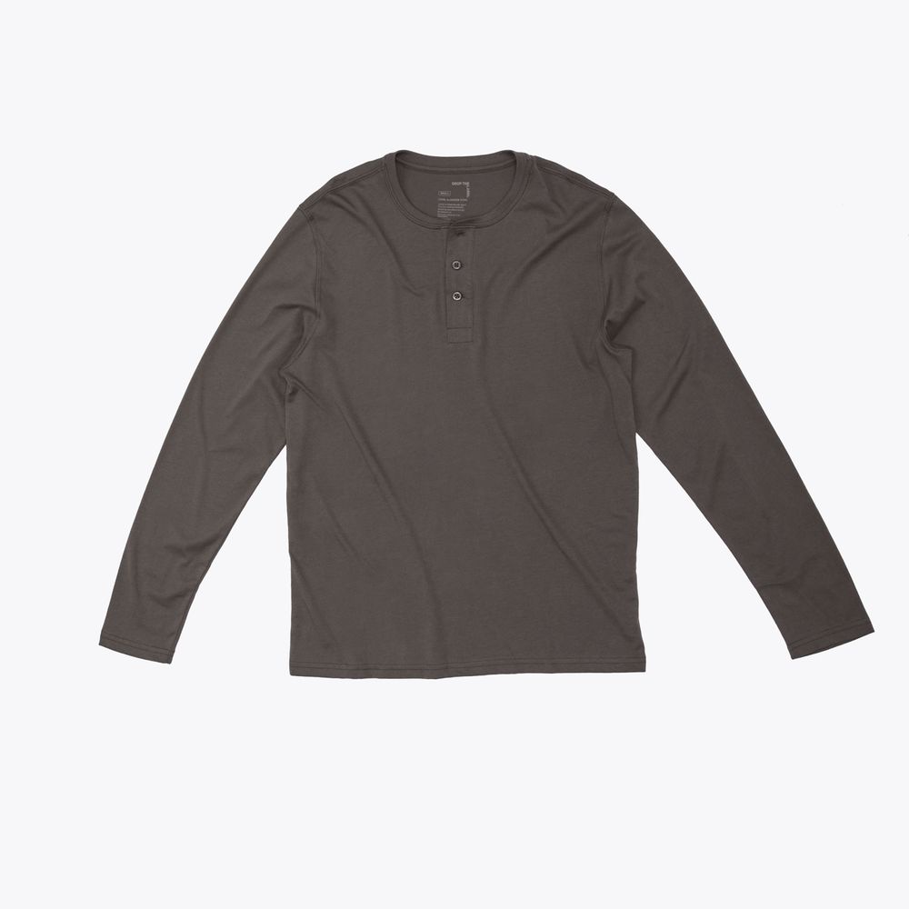 Polo Marrón Henley Manga Larga para Hombre Drop the Label Algodón Pima talla XL Polo Marrón Henley Manga Larga para Hombre Drop the Label Algodón Pima talla XL