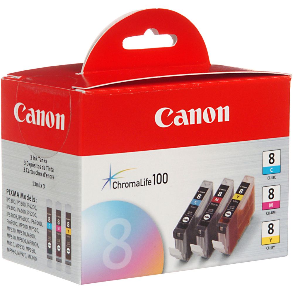 Pack de 3 Tanques de Tinta Canon Cli 8 506100-REG Pack de 3 Tanques de Tinta Canon Cli 8 506100-REG