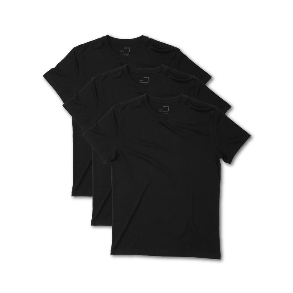 3-Pack Polo Negro para Hombre Drop the Label Cuello Redondo Manga Corta Algodón Pima talla S 3-Pack Polo Negro para Hombre Drop the Label Cuello Redondo Manga Corta Algodón Pima talla S