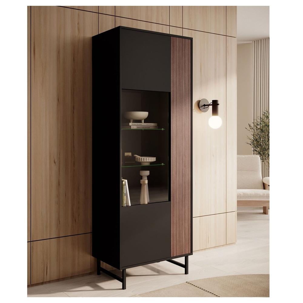 Vitrina Moderna Alta TU MESITA Santiago color Negro/Marrón 2 puertas Vitrina Moderna Alta TU MESITA Santiago color Negro/Marrón 2 puertas