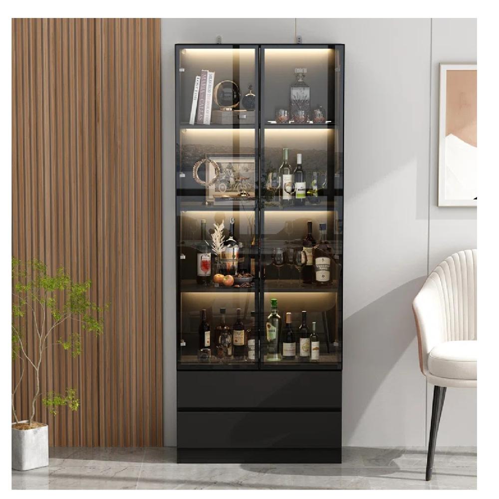 Vitrina Clásica TU MESITA Giorgia color Negro 2 puertas 2 cajones luz LED Vitrina Clásica TU MESITA Giorgia color Negro 2 puertas 2 cajones luz LED