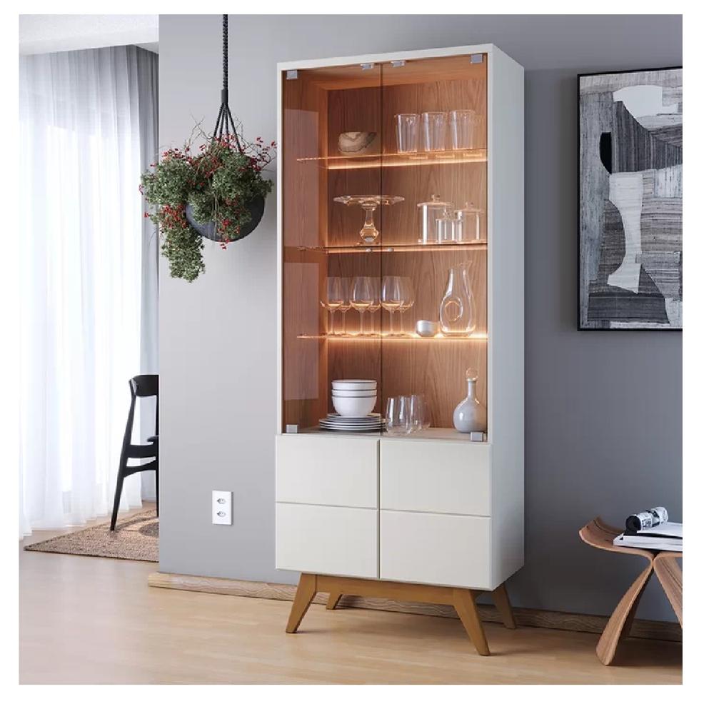 Vitrina Multiusos TU MESITA Génova 4 puertas color Blanco/Natural Vitrina Multiusos TU MESITA Génova 4 puertas color Blanco/Natural