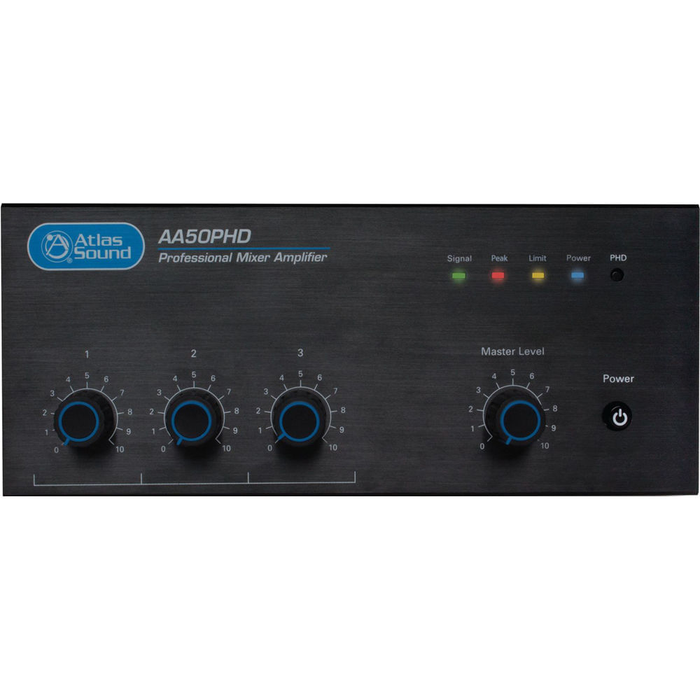 AtlasIED Atlas Sound AA50PHD Mezclador Amplificador BGM de 50W con 4 Entradas y Opciones PHX/RCA 1201893-REG AtlasIED Atlas Sound AA50PHD Mezclador Amplificador BGM de 50W con 4 Entradas y Opciones PHX/RCA 1201893-REG